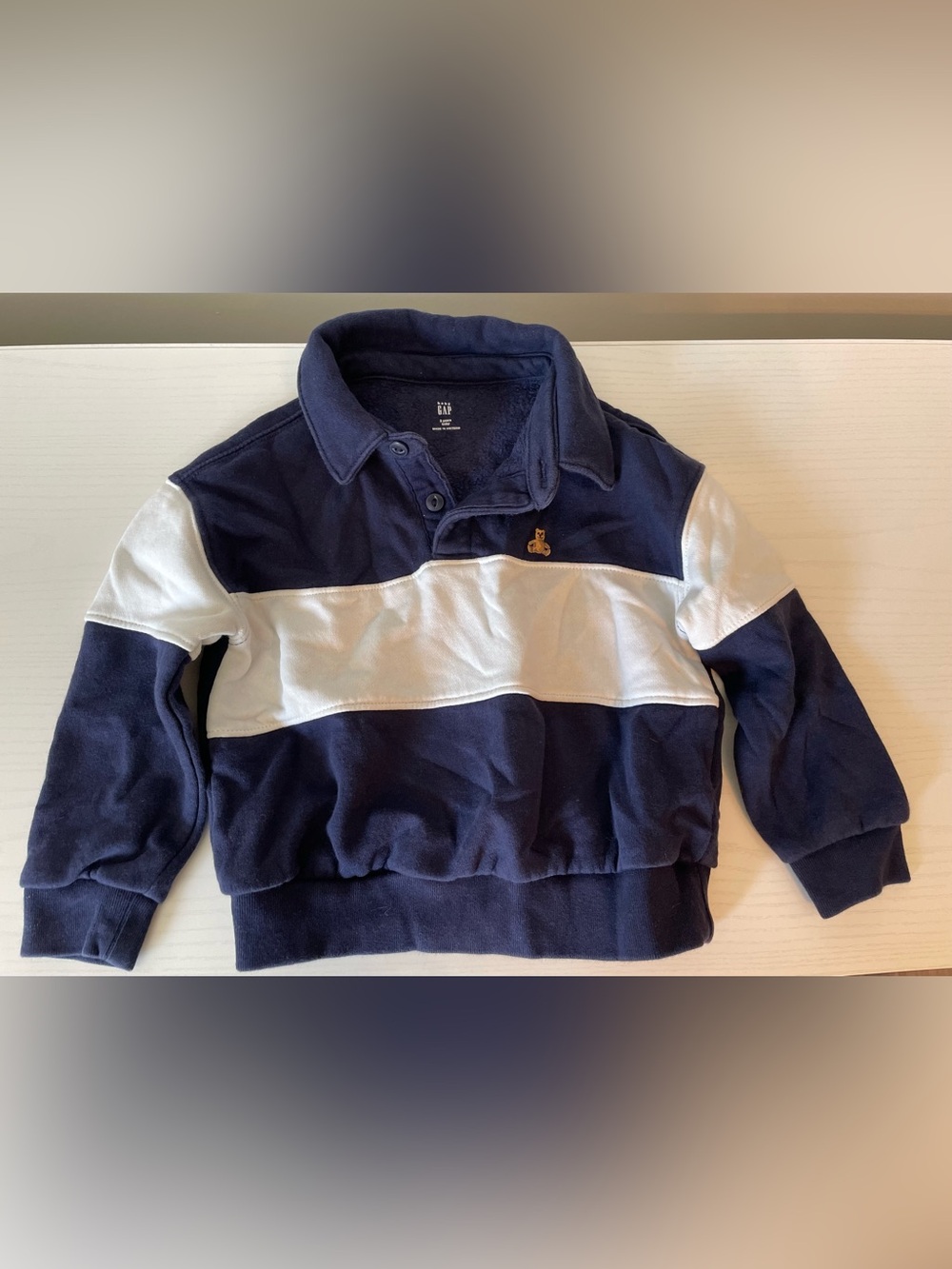 GAP Navy and White Striped Rugby Polo 🧸